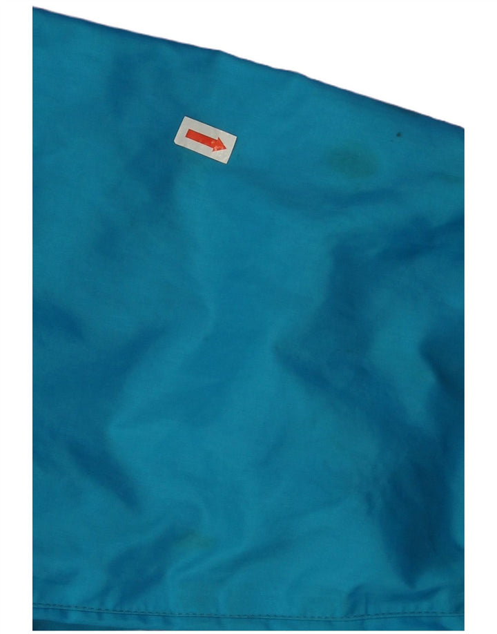 Jachetă de ploaie supradimensionată cu glugă vintage pentru femei UK 14 Medium Blue Colorblock
