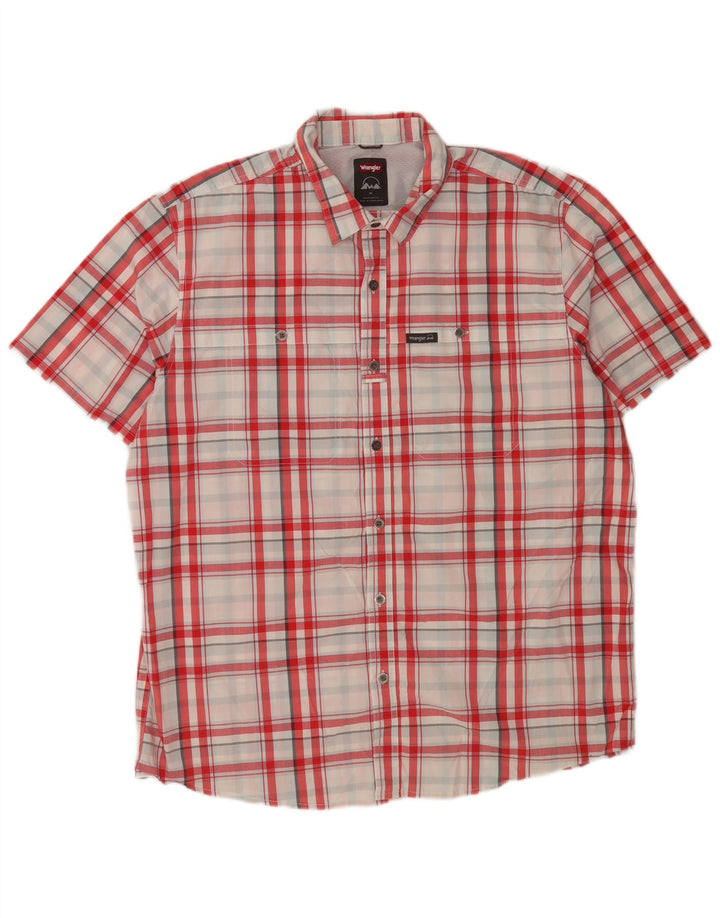 Cămașă Wrangler pentru bărbați, cu mânecă scurtă, în formă regulată, XL, bumbac cu carouri roșii