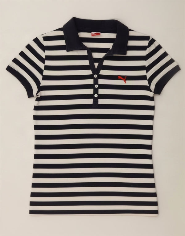 Tricou polo Puma pentru femei UK 10, bumbac cu dungi albe mici