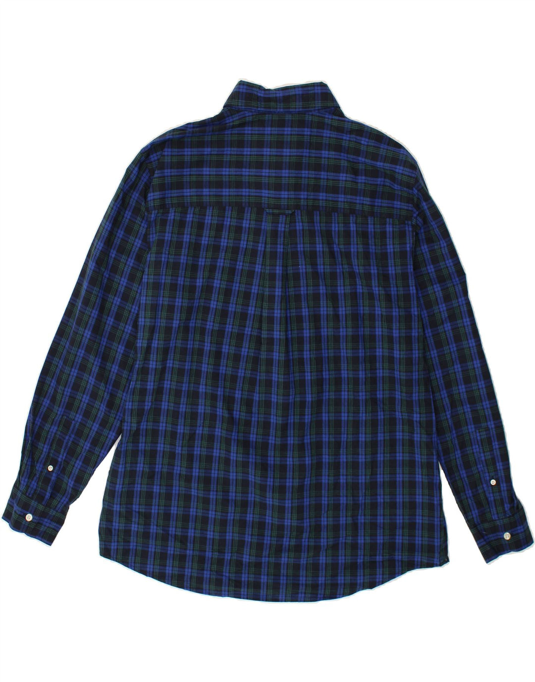 CHAPS Mens Shirt Large Navy Blue Check Cotton Vintage Chaps and Second-Hand Chaps from Messina Hembry 