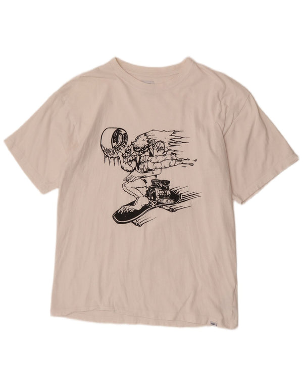 Tricou cu grafică obișnuită Vans pentru bărbați Top mediu din bumbac alb