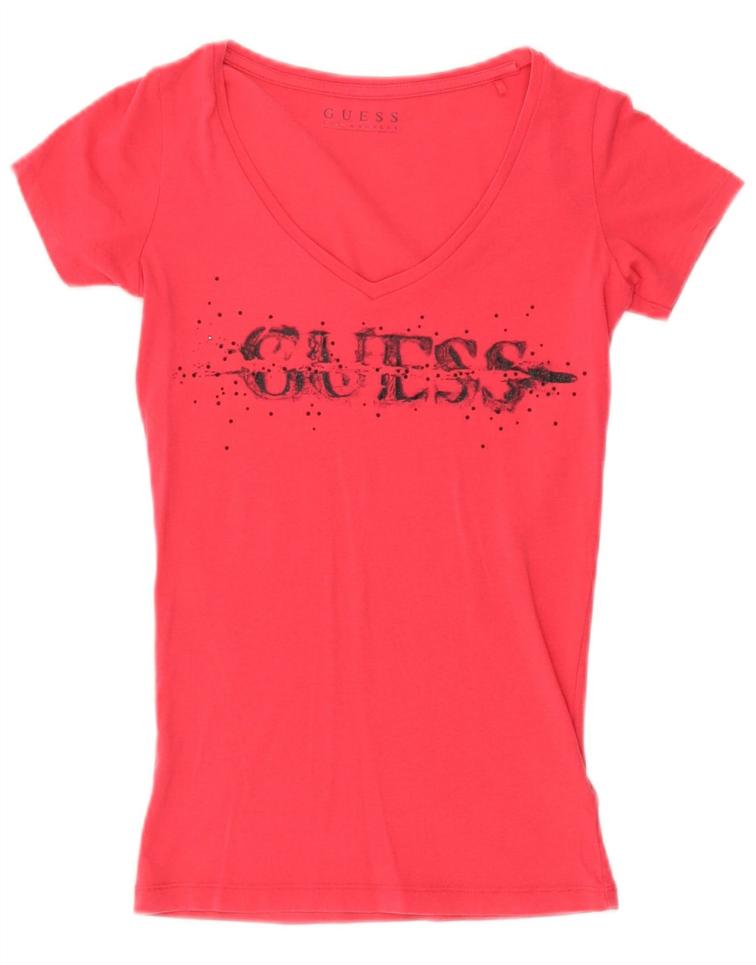 GUESS Tricou cu grafic pentru femei Top UK 4 XS Pink Bumbac