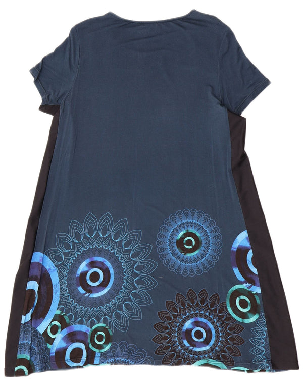 Desigual Womens Graphic T-Shirt Dress UK 14 Medium Blue Floral