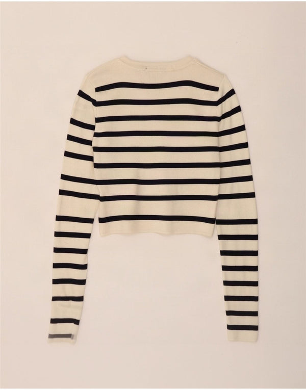 Bluză Crop Top Femei Zara Marea Britanie 8 Mic din viscoză cu dungi alb
