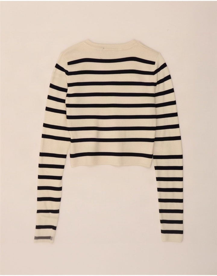 Bluză Crop Top Femei Zara Marea Britanie 8 Mic din viscoză cu dungi alb