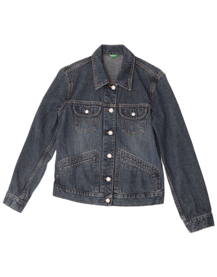 Jachetă de blugi Benetton pentru femei UK 10 Small Blue Bumbac