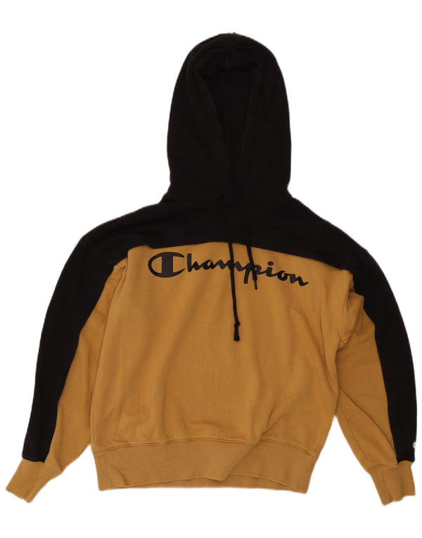 Pulover cu glugă cu grafic Champion pentru femei UK 14 Medium Yellow Colorblock