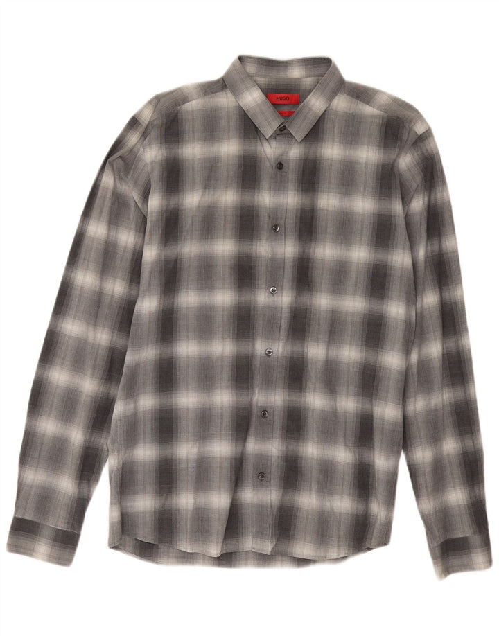 Cămașă pentru bărbați Hugo Boss Slim Fit, mare, gri din bumbac