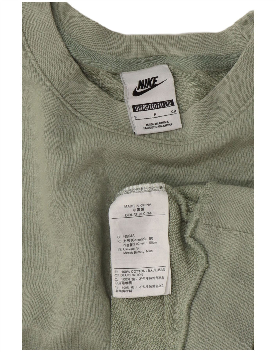 Pulover supradimensionat pentru femei Nike UK 10 Bumbac verde mic