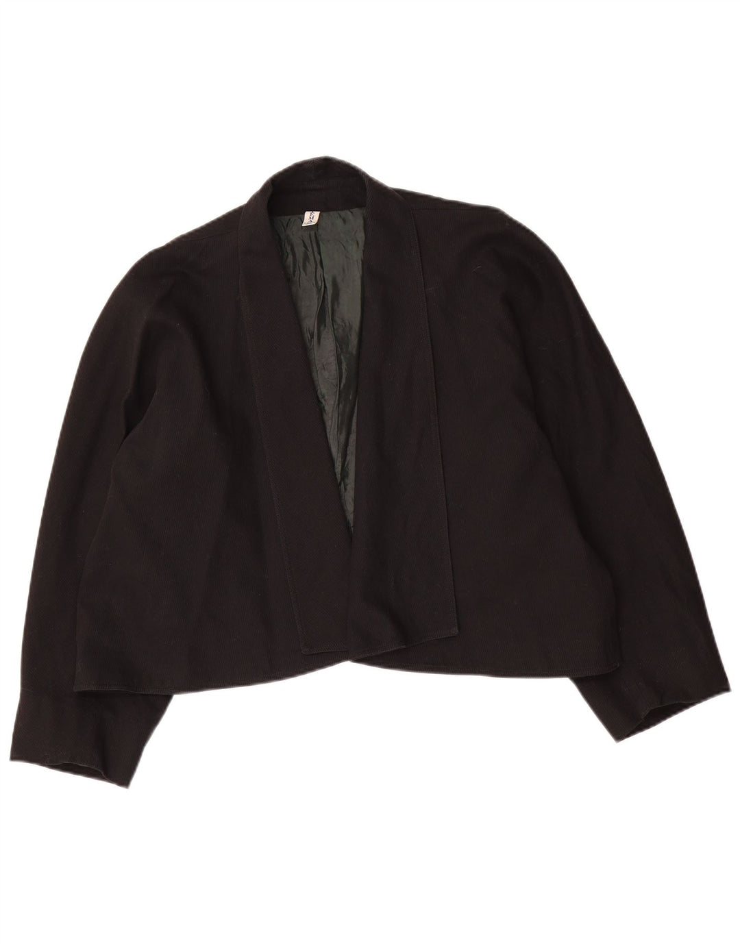 Jachetă Vintage pentru femei Crop Open Blazer IT 48 XL Negru