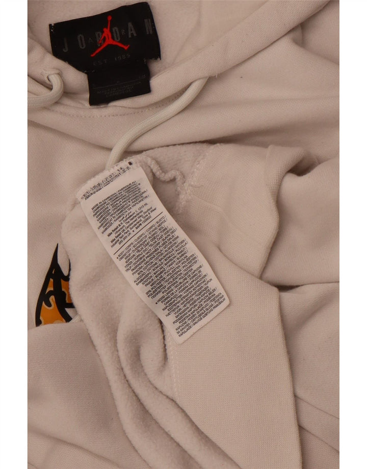 JORDAN Pulover cu glugă cu grafică, cu croiala lejeră, pentru bărbați, din bumbac alb
