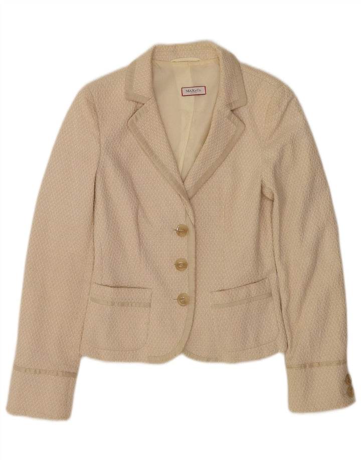 Blazer pentru femei Max & Co. Jachetă cu 3 nasturi UK 6 XS bumbac bej