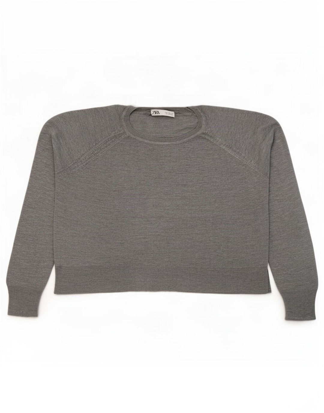 Pulover supradimensionat pentru femei Zara, cu gât crew, UK 14, viscoză, gri mediu