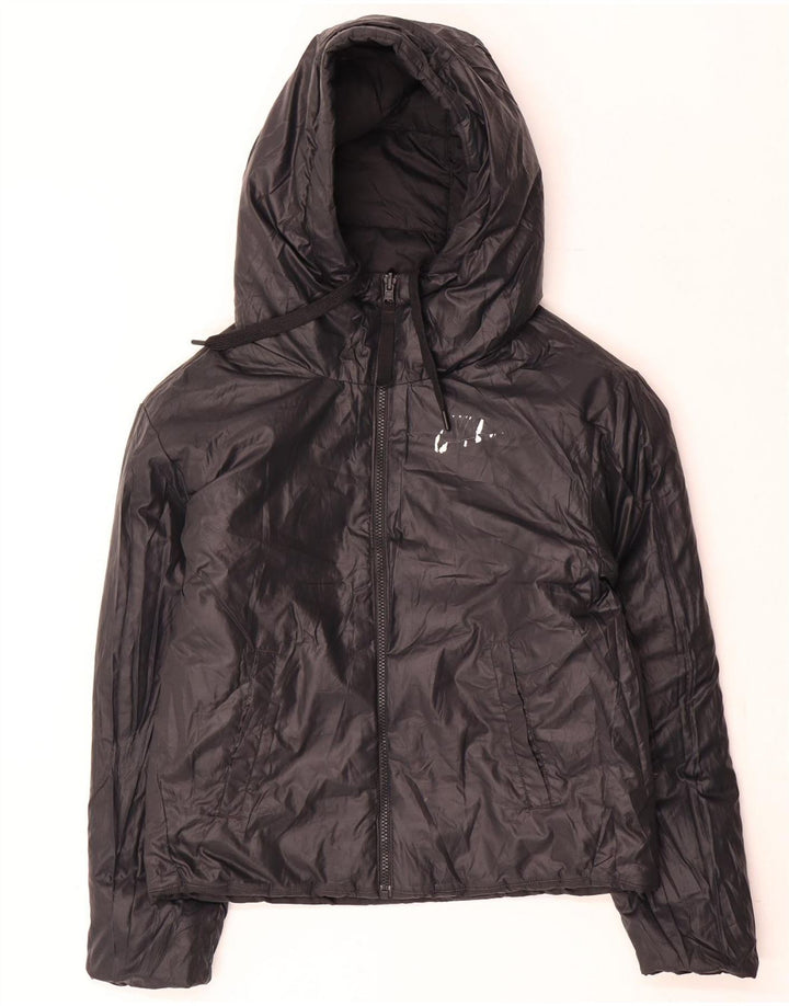 Jachetă căptușită reversibilă cu glugă Nike pentru femei UK 10 Small Black