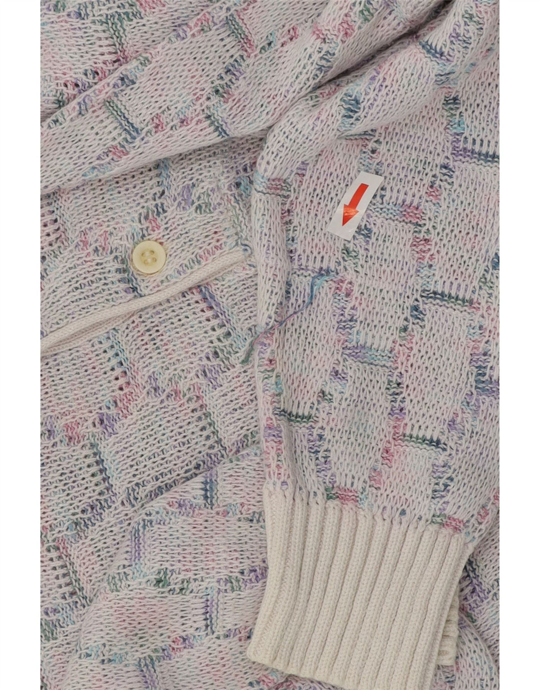VINTAGE Pulover cu gât polo pentru bărbați, albastru mediu geometric