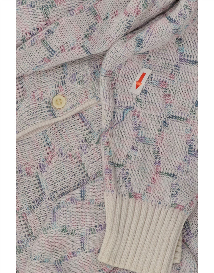 VINTAGE Pulover cu gât polo pentru bărbați, albastru mediu geometric