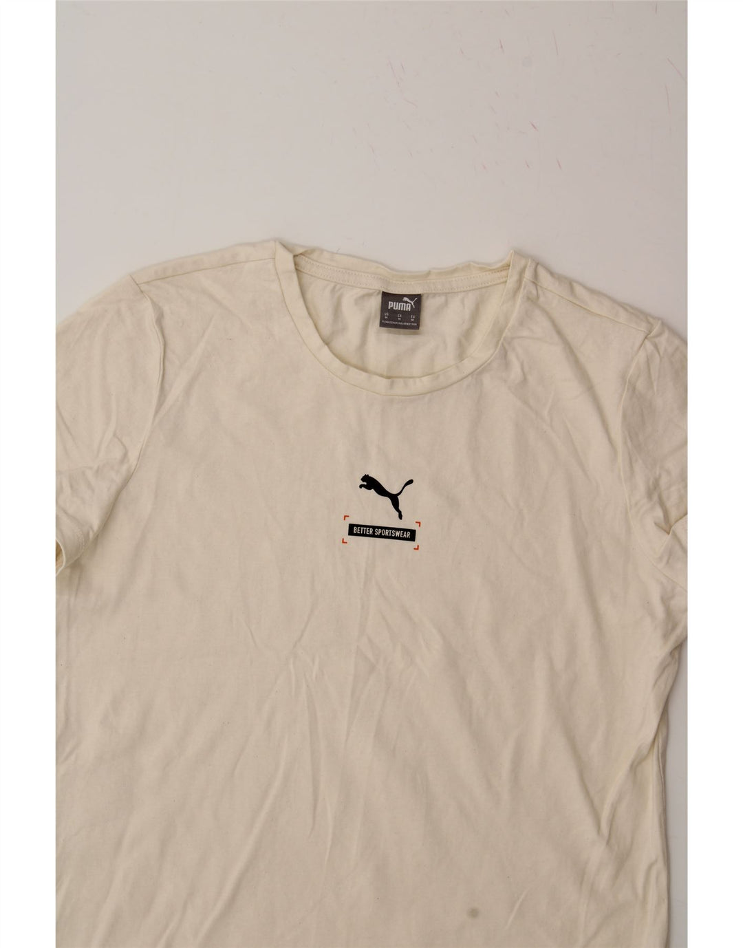 PUMA Womens T-Shirt Top UK 14 Medium Off White Cotton Vintage Puma and Second-Hand Puma from Messina Hembry 