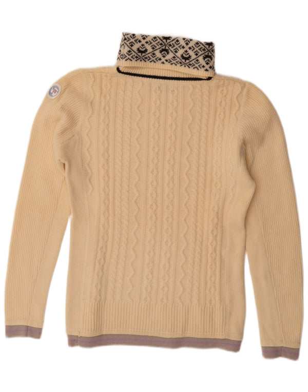 Napapijri Womens Geographic Roll Neck Jumper Sweater UK 16 Large Beige