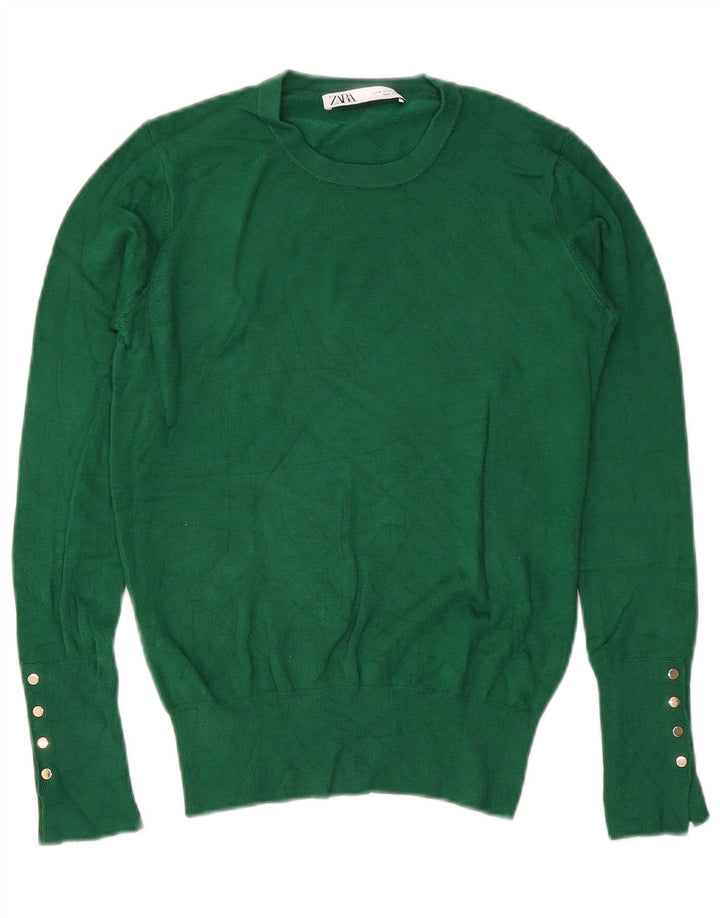Pulover pentru damă Zara, cu gât turnut, UK 12, verde mediu