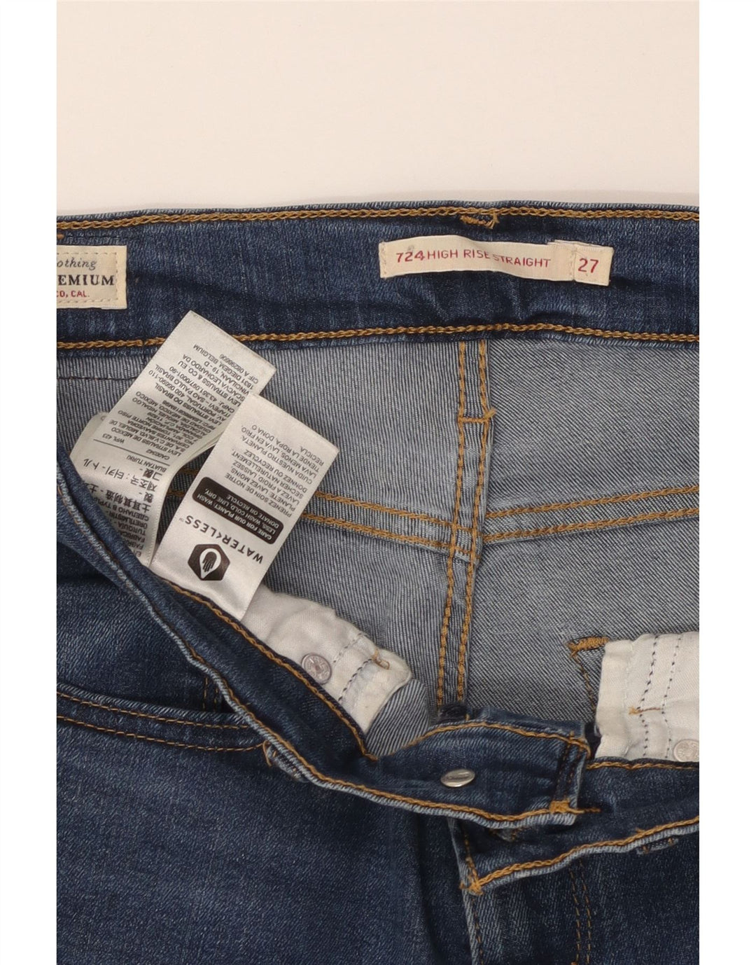 Blugi drepti cu talie înaltă pentru femei LEVI'S 724 L27 L32 Lyocell albastru