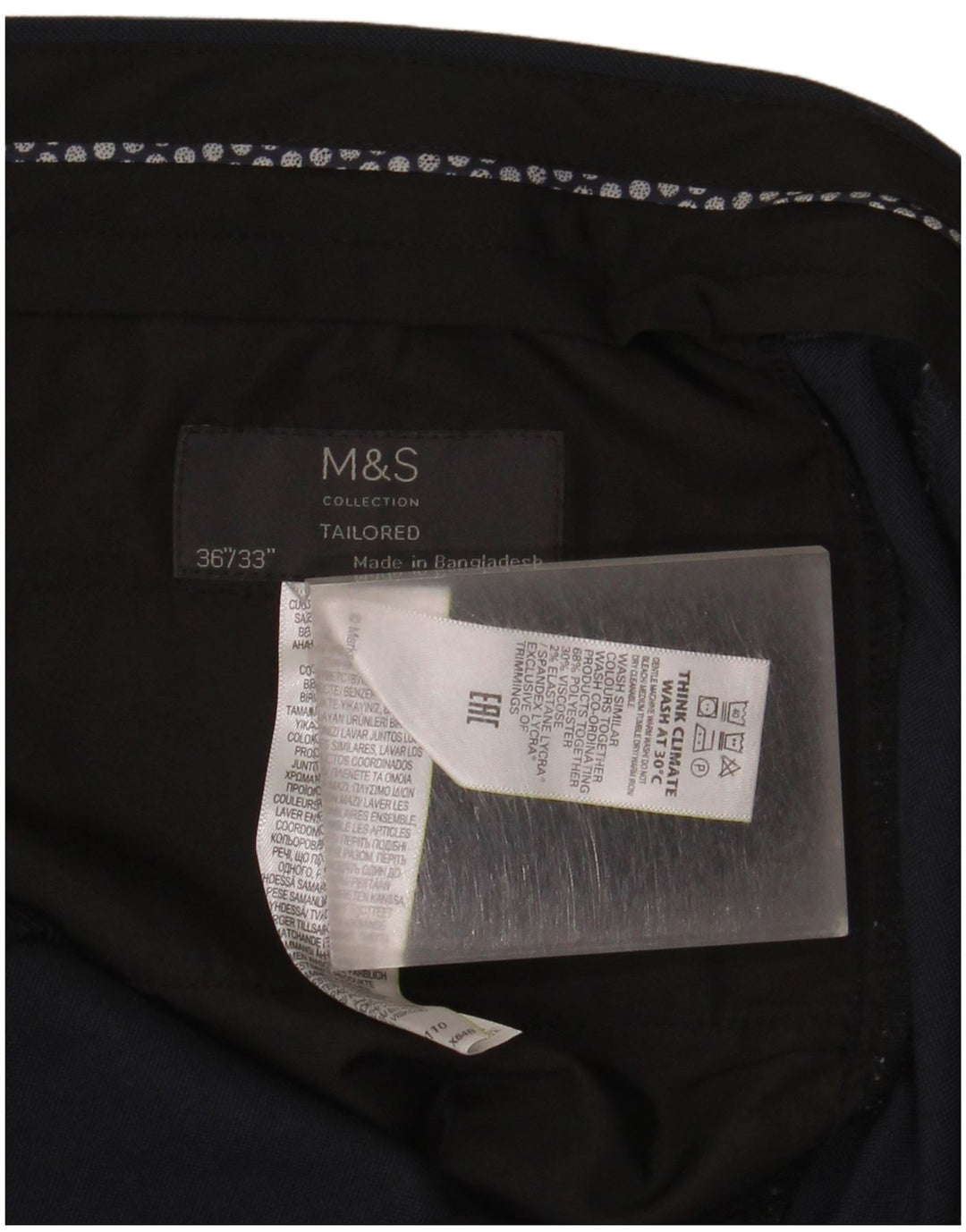 Marks & Spencer Pantaloni croiți pentru bărbați L36 L33 Poliester bleumarin