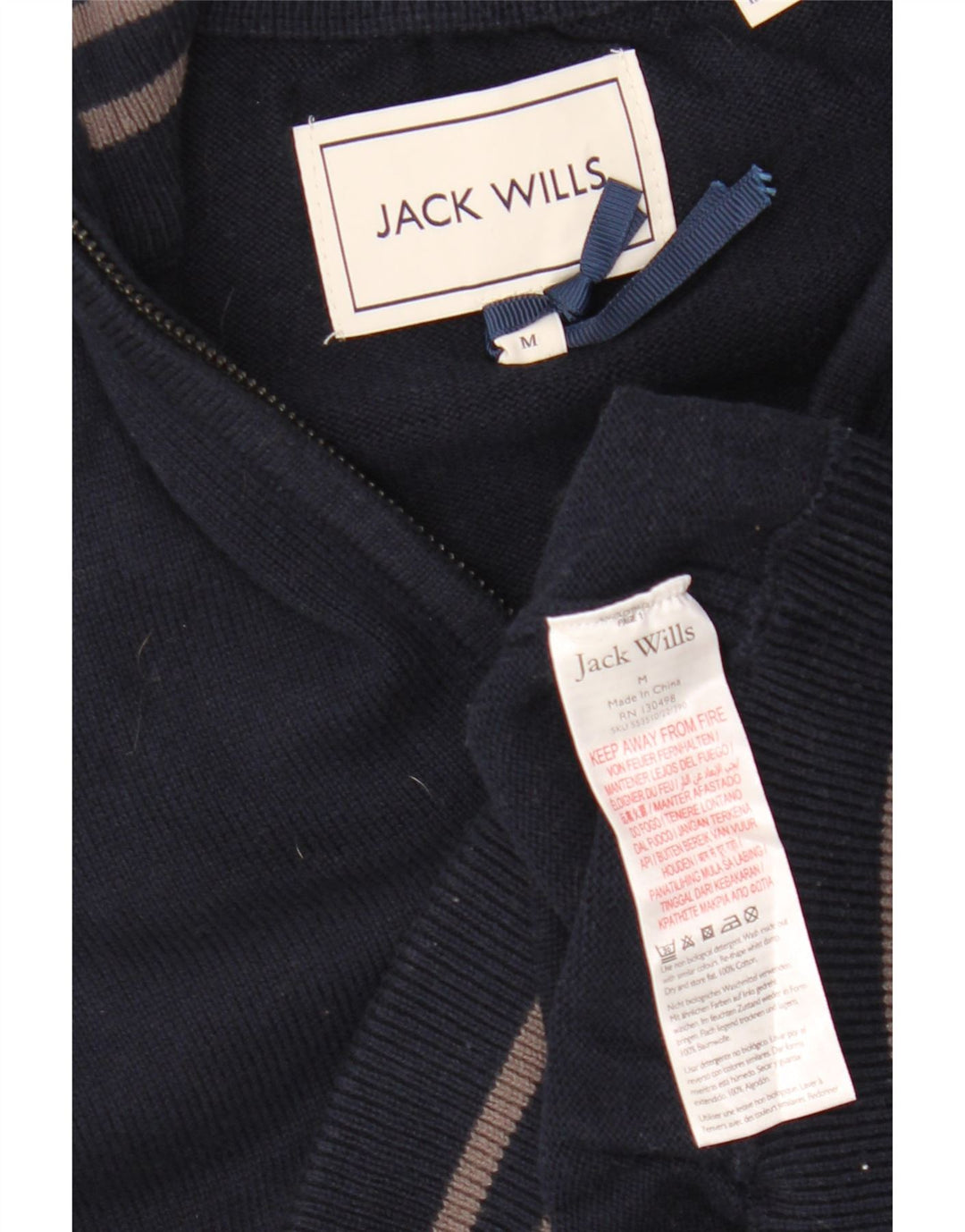 JACK WILLS Pulover pentru bărbați cu fermoar și gât, bumbac mediu albastru bleumarin