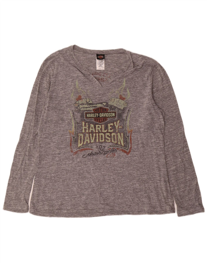 Top grafic Harley Davidson pentru bărbați, cu mânecă lungă, 2XL, bumbac cu pete gri