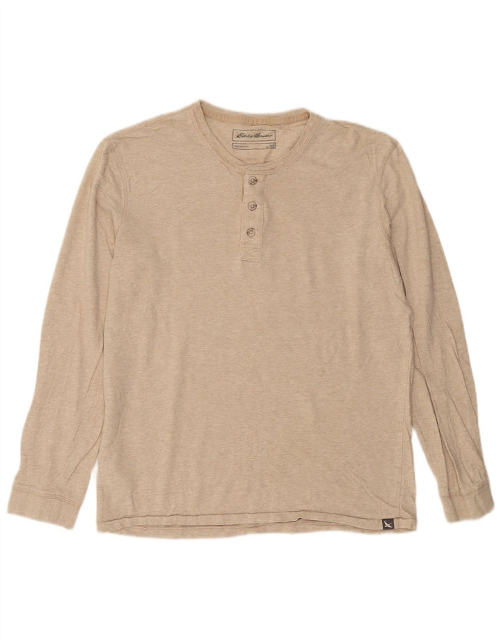 Eddie Bauer Top pentru bărbați cu mânecă lungă din bumbac cu pete bej mic