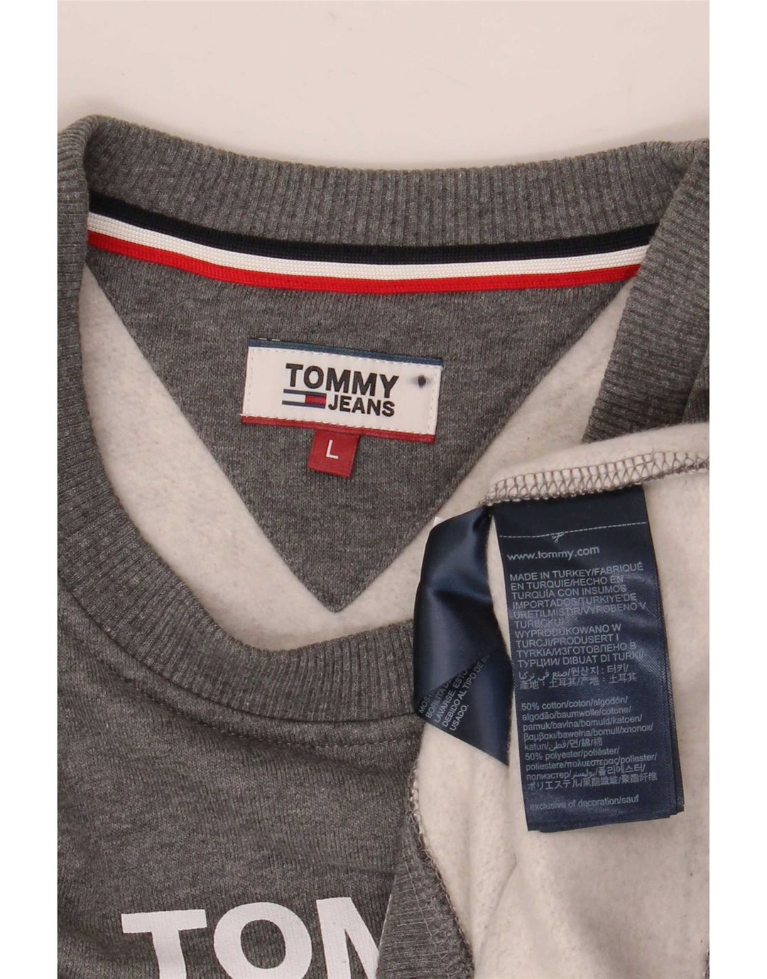 Hanorac grafic pentru bărbați Tommy Hilfiger Pulover mare din bumbac gri