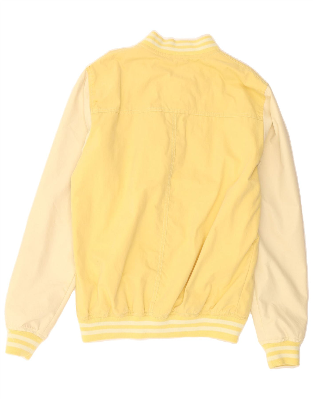 PULL & BEAR Mens Varsity Jacket UK 38 Medium Yellow Colourblock Cotton Vintage Pull & Bear and Second-Hand Pull & Bear from Messina Hembry 