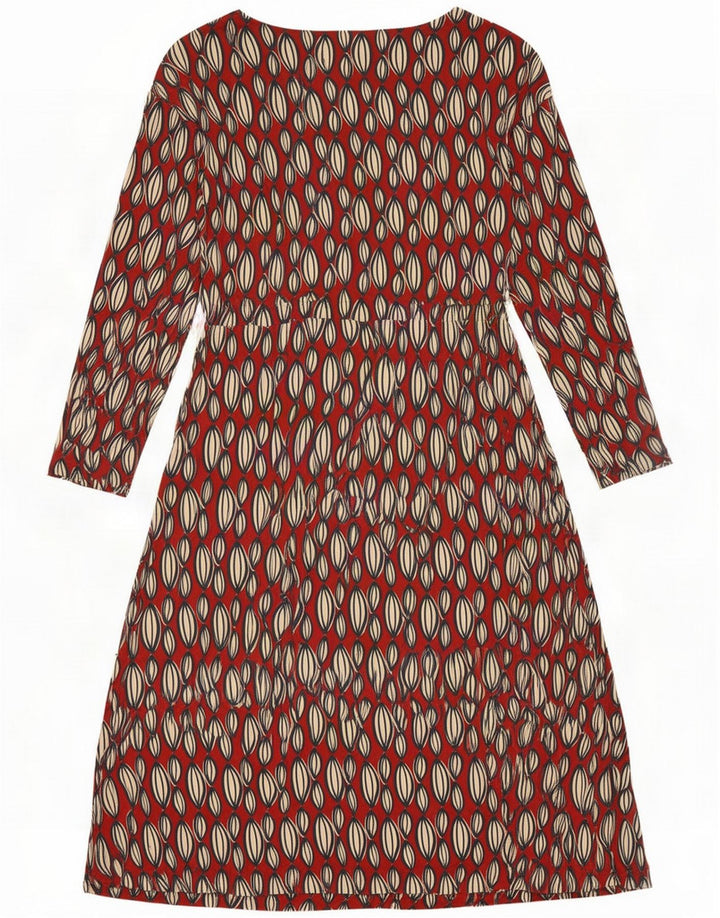 White Stuff Womens Abstract Pattern A-Line Dress UK 12 Medium Burgundy