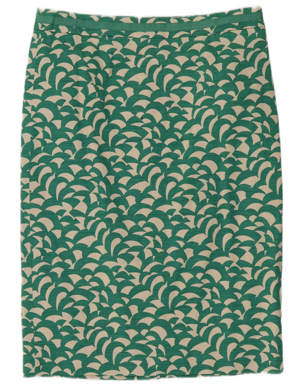 Boden Womens Abstract Pattern Straight Skirt UK 14 Large W32 Green Cotton
