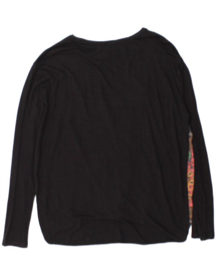 Top pentru femei Desigual cu mânecă lungă UK 14 Medium Black Floral Viscose