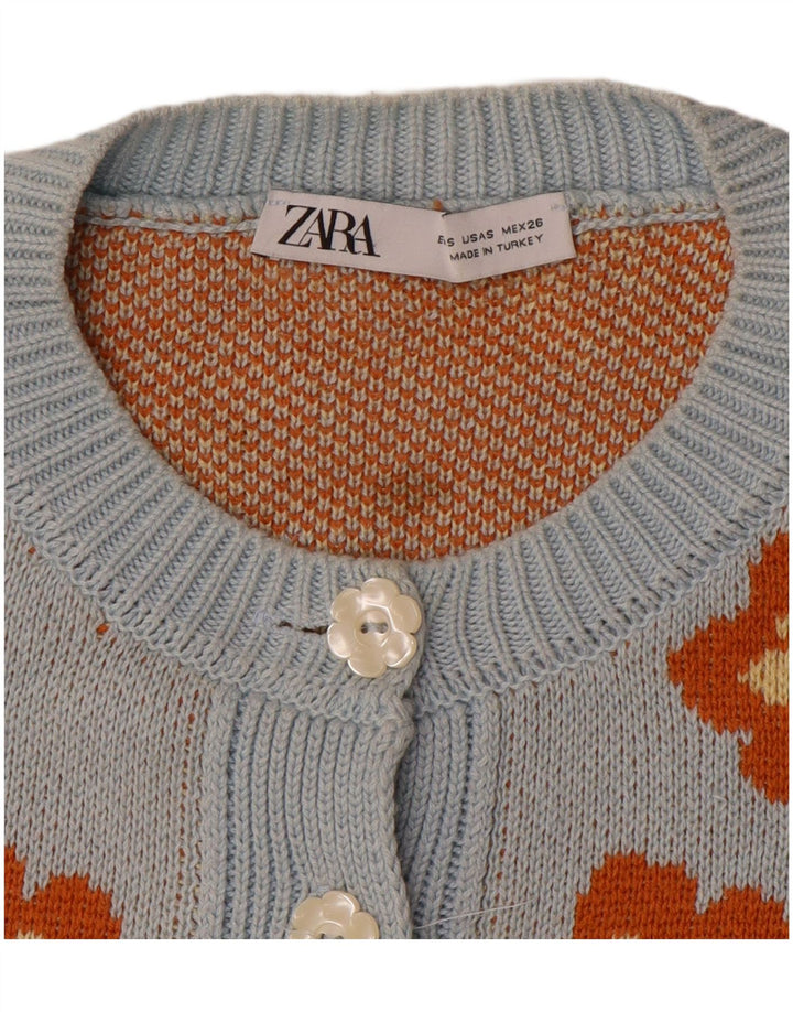 Pulover cardigan supradimensionat pentru femei Zara UK 10 Small Blue Floral