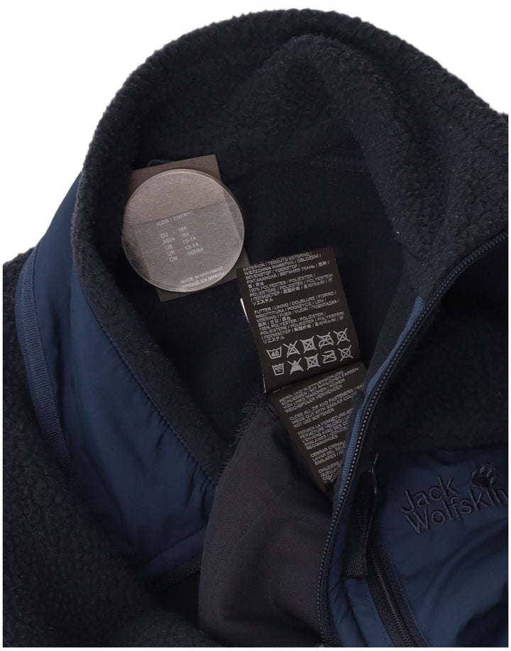 Jachetă fleece pentru băieți JACK WOLFSKIN 13-14 ani, albastru bleumarin, color block
