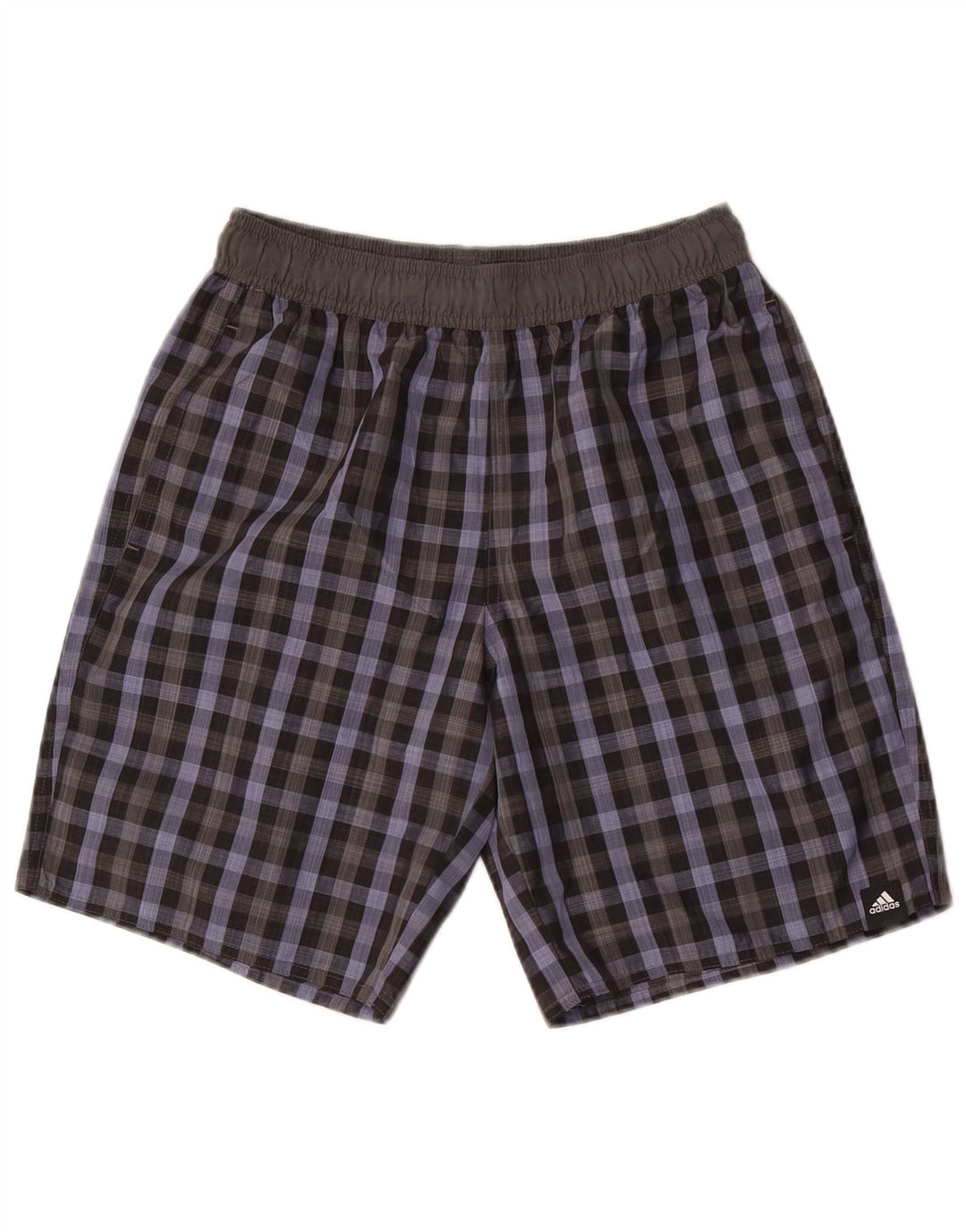 Pantaloni scurți de înot Adidas pentru bărbați, poliester cu carouri mici, gri