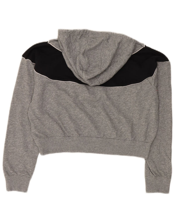 Jumper Nike pentru femei Crop Zip Gâtul cu glugă UK 16, mare, gri, bumbac color bloc