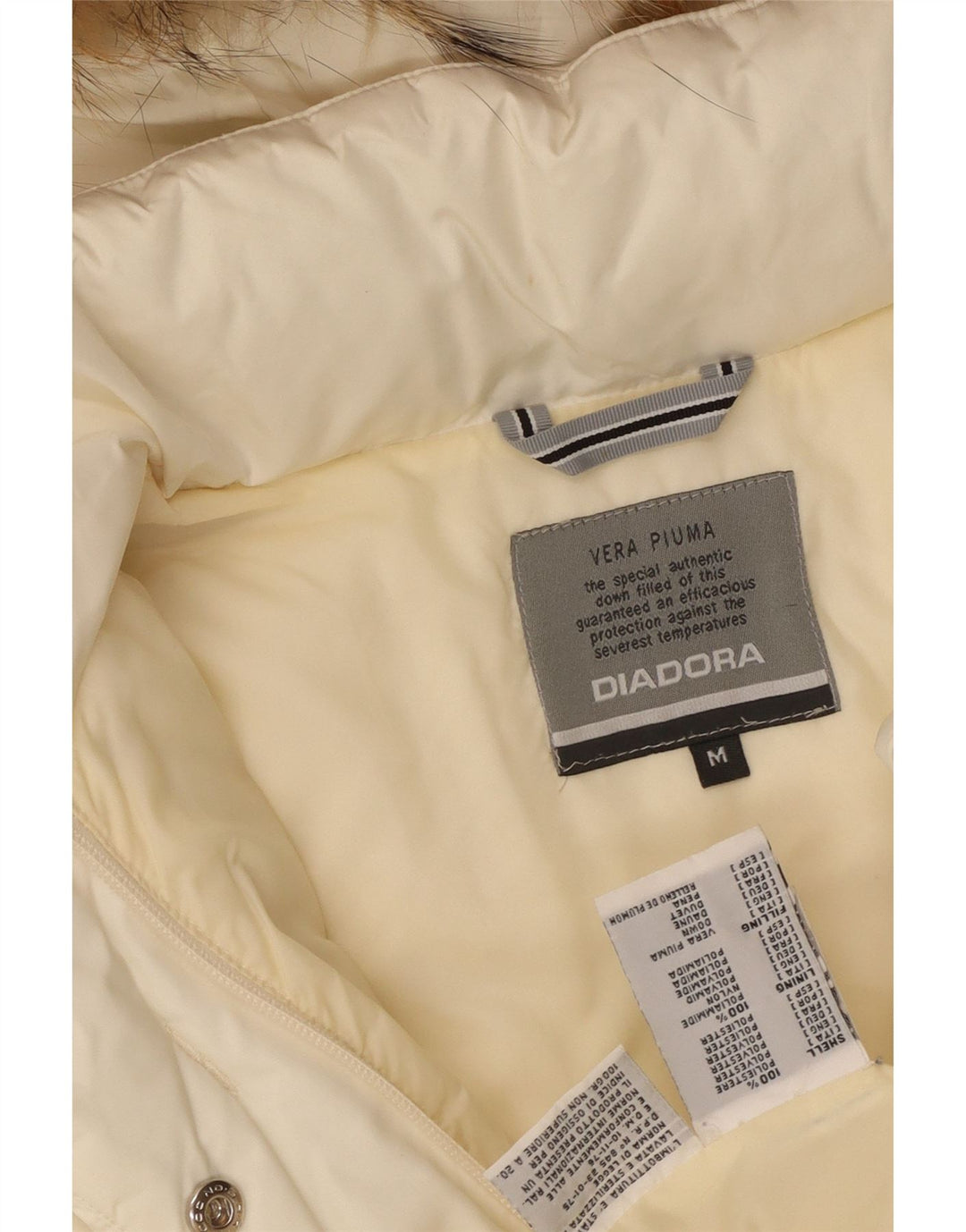 Palton căptușit cu glugă Diadora pentru femei UK 14 Poliester alb mediu mediu