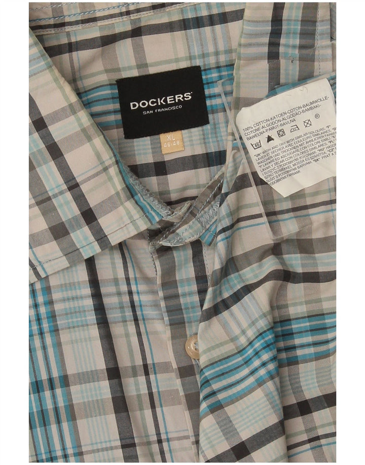 Cămașă Dockers pentru bărbați Mărimea 46/48 XL Bumbac cu check albastru
