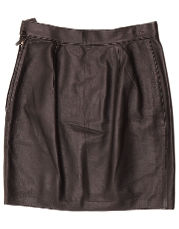 Fusta Mini din piele Vintage pentru femei W28 Medium Black