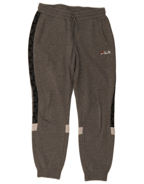Pantaloni de trening cu grafică Fila pentru bărbați Joggeri mici, gri, bumbac color bloc