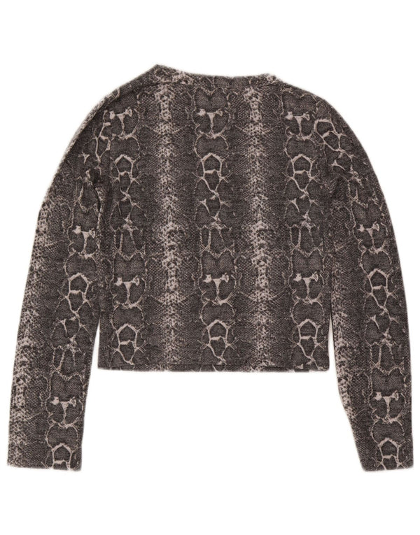 Top Crop Top Trafaluc pentru femei Zara cu mânecă lungă UK 12 Medium Gri Animal Print