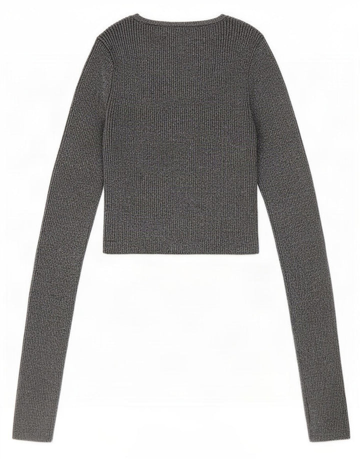 Bluză scurtă pentru femei Zara UK 8 Small Silver Flecked Viscose