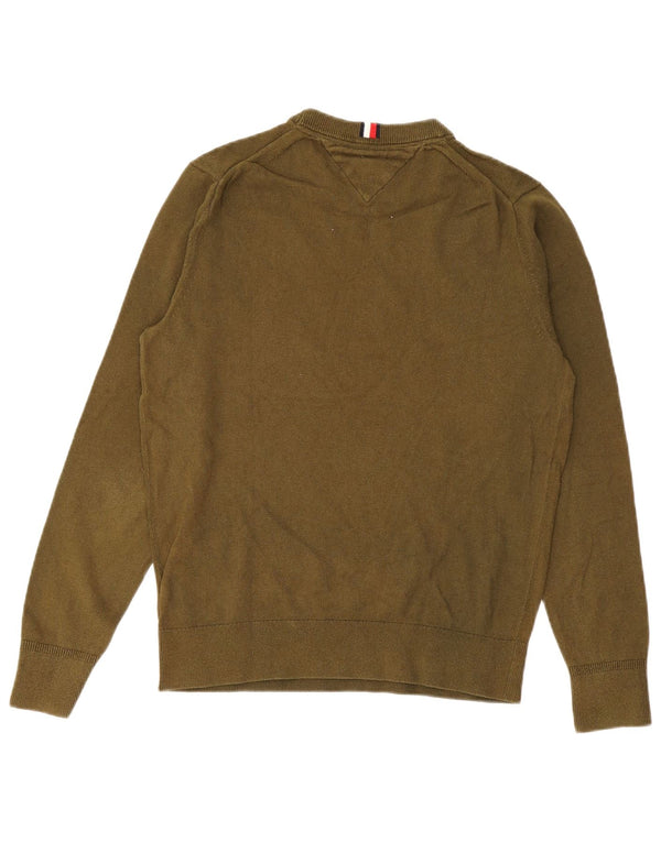 Pulover Tommy Hilfiger pentru bărbați, cu gât crew, bumbac mediu kaki