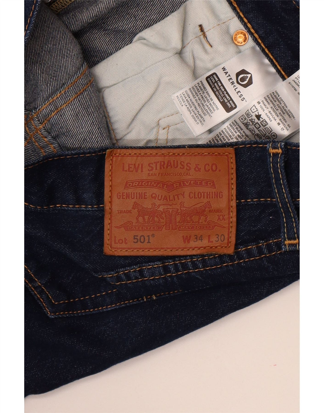 Blugi drepti pentru bărbați Levi's 501 W34 L30 bumbac bleumarin