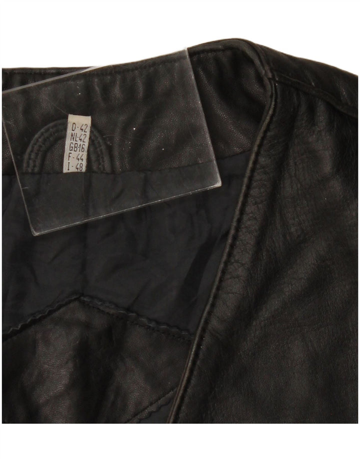 VINTAGE Gilet din piele pentru femei UK 16 Large Black