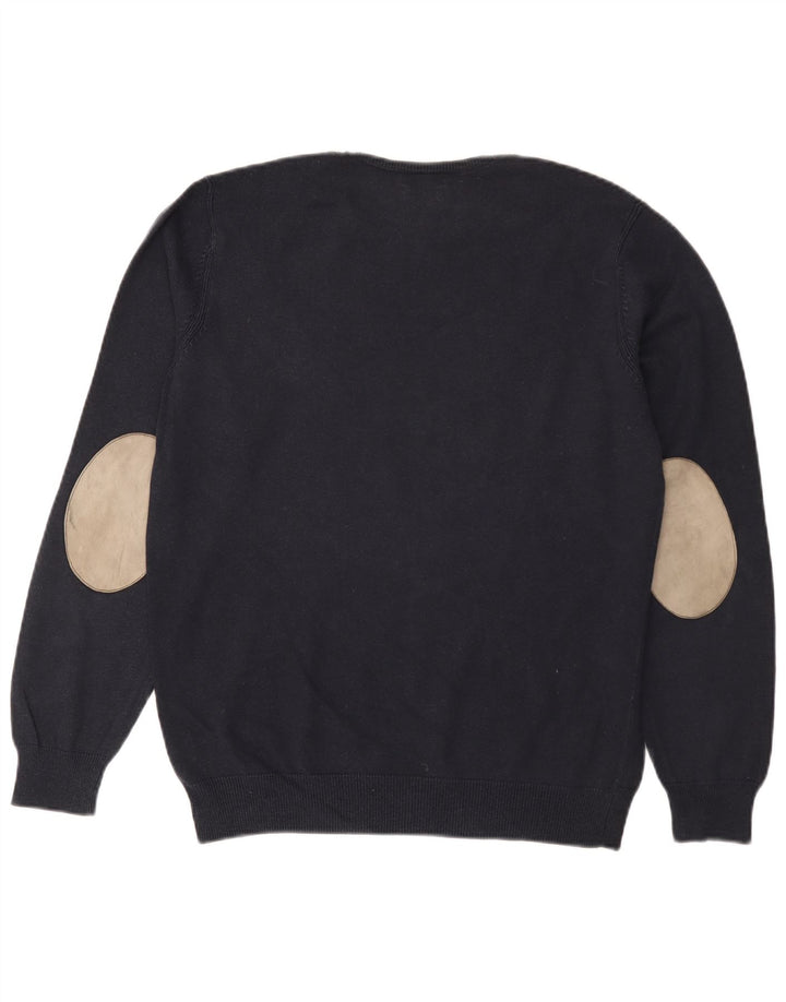 Pulover Massimo Dutti pentru bărbați, cu gât crew, bumbac mare, albastru bleumarin