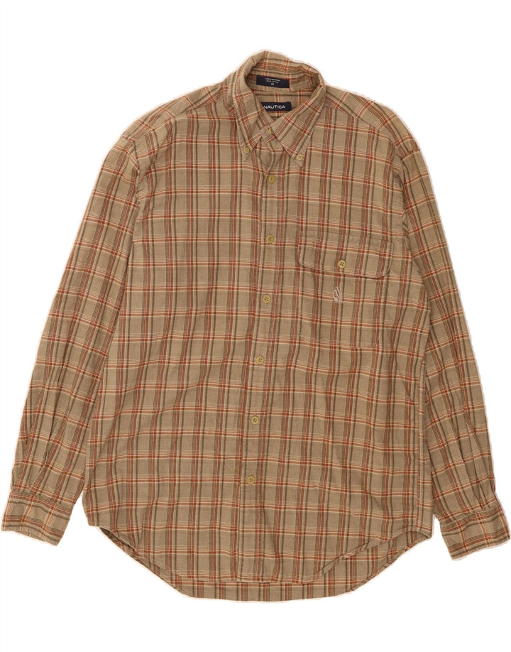 NAUTICA Mens Flannel Shirt Medium Brown Check Cotton Vintage Nautica and Second-Hand Nautica from Messina Hembry 