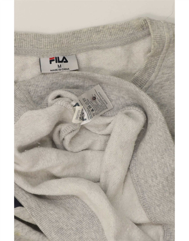Pulover Fila pentru bărbați cu grafică, bumbac cu pete, gri mediu