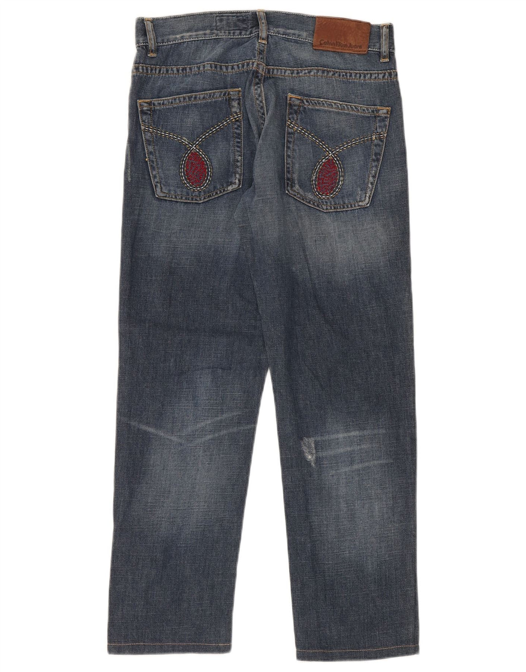Calvin Klein Blugi Distressed Straight pentru bărbați W31 L28 Bumbac albastru